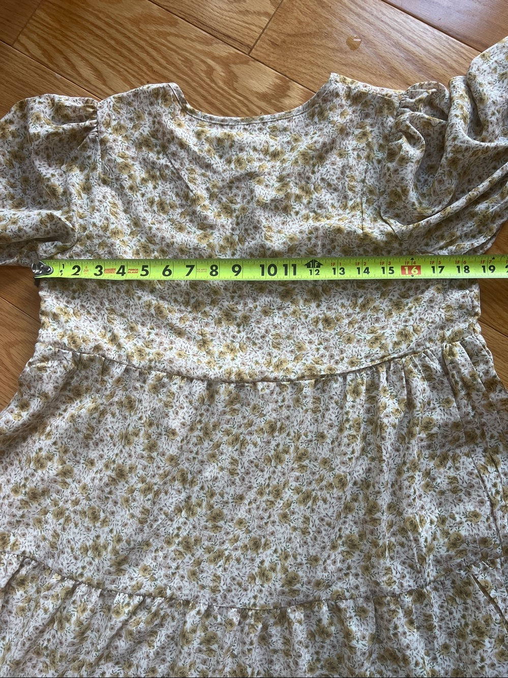 in loom Tiered Yellow Floral Maxi Dress with Button Yoke balloon sleeve cottage - Picture 6 of 8